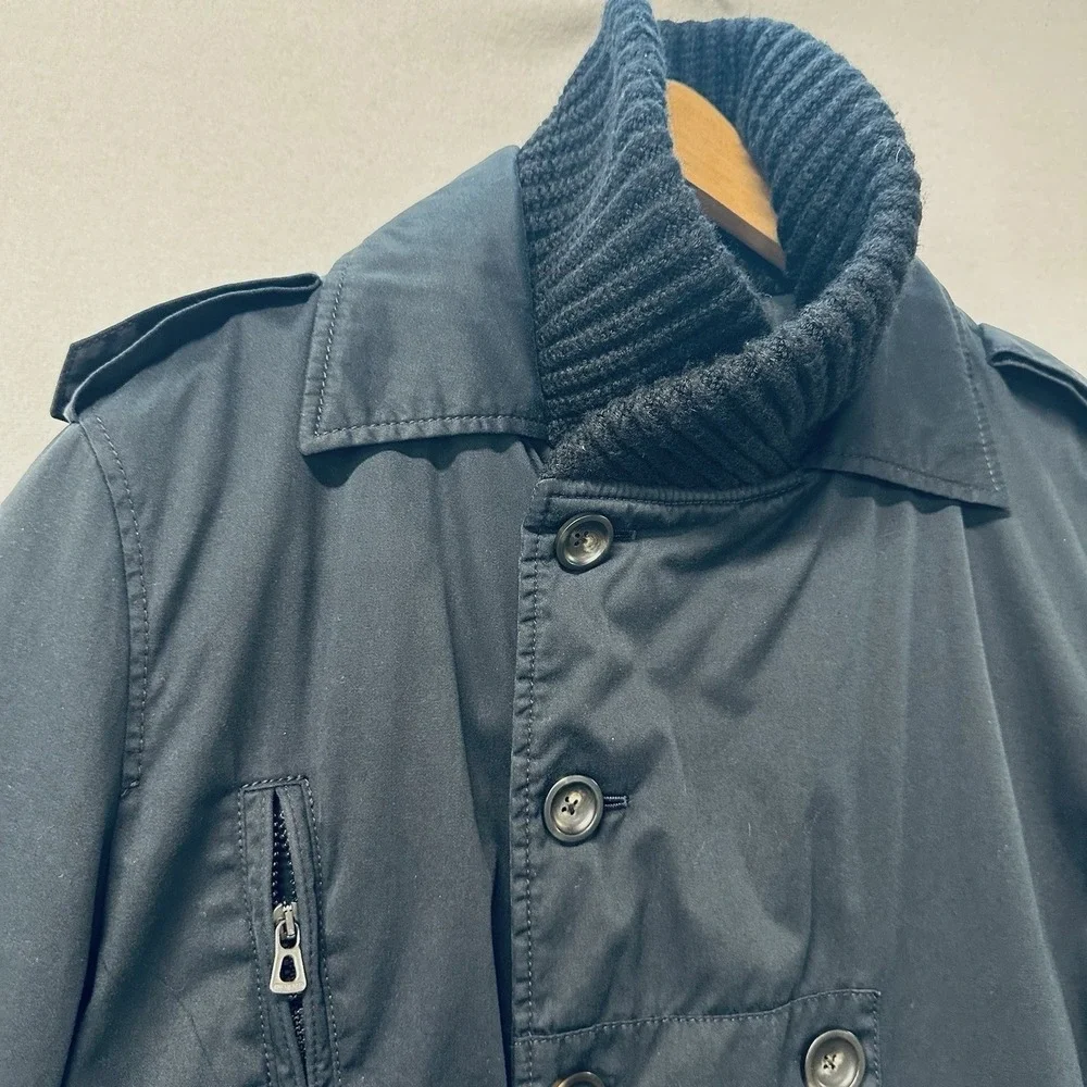 Hugo Boss Orange Field Jacket Mens 42R Black Insulated Pea Coat‎ Knit Mock Neck
